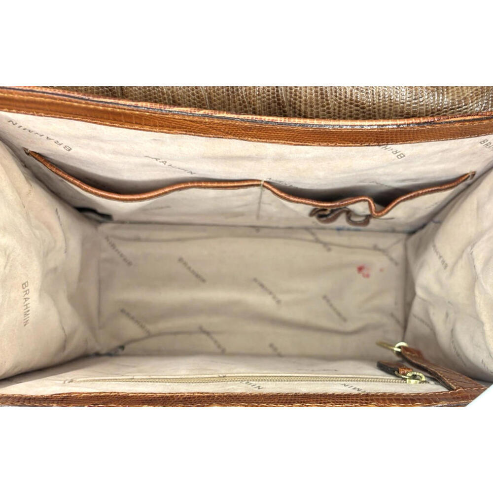 Brahmin Ophelia Rose Brown Black Leather Satchel Purse Crossbody Rose Tassel - Picture 7 of 7